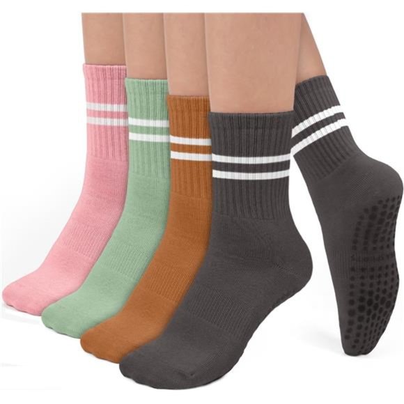 4 Pairs Women's Pilates Socks Yoga Socks with Grips Non-Slip Grip Socks